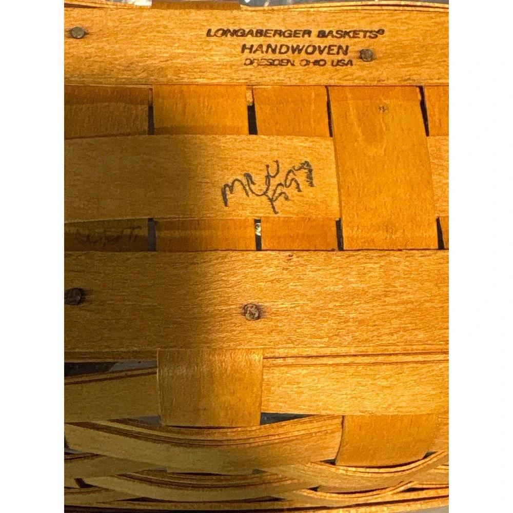 Longaberger Small Rectangular Woven Wood‎ Basket with Leather Handles and Liner